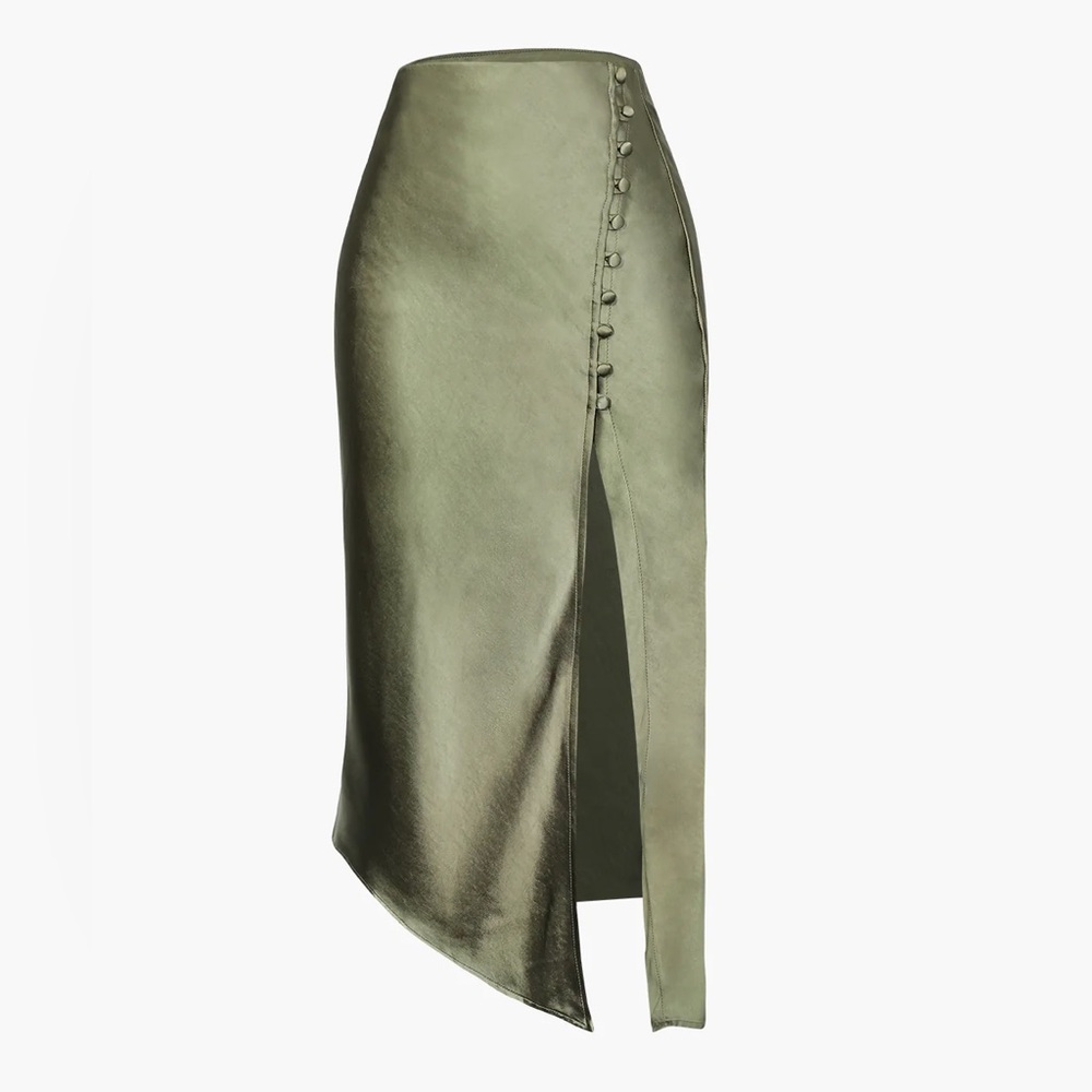 Asymmetrical Flowy Green Skirt